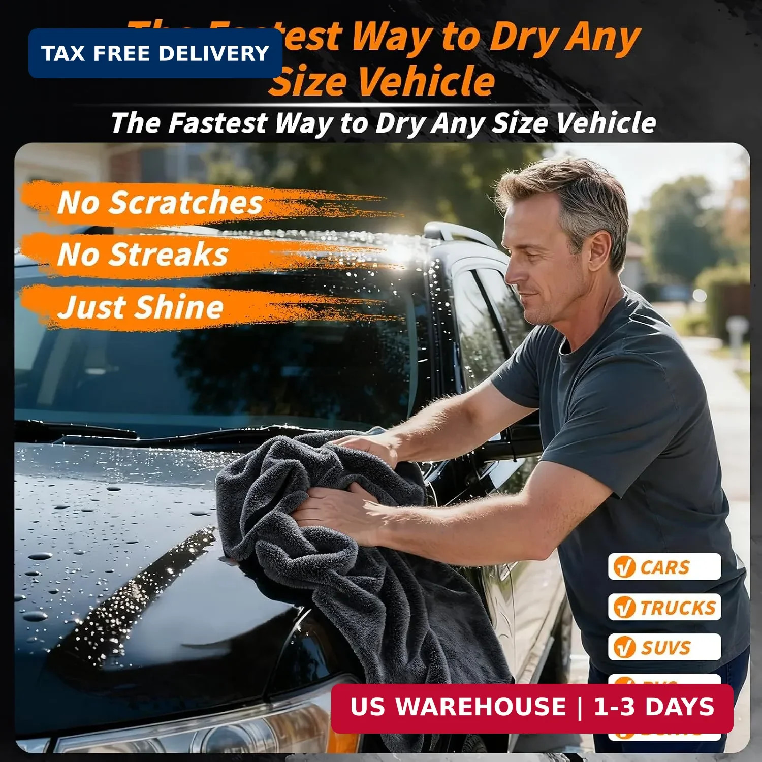 8 PCS Microfiber Towels for Cars 36×24 Inch Microfiber Cleaning Cloths Bulk Soft