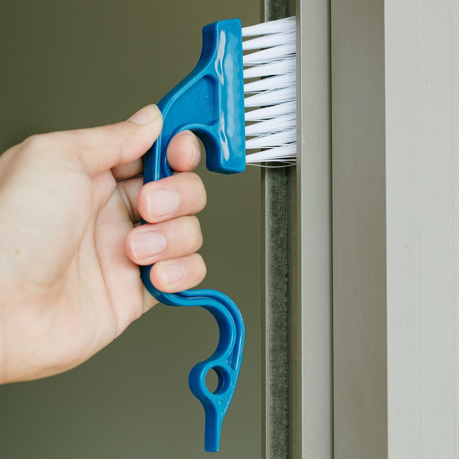 Slick- Window Track Cleaning Brush, 2 Pack, Blue Ergonomic Handle | Built-in