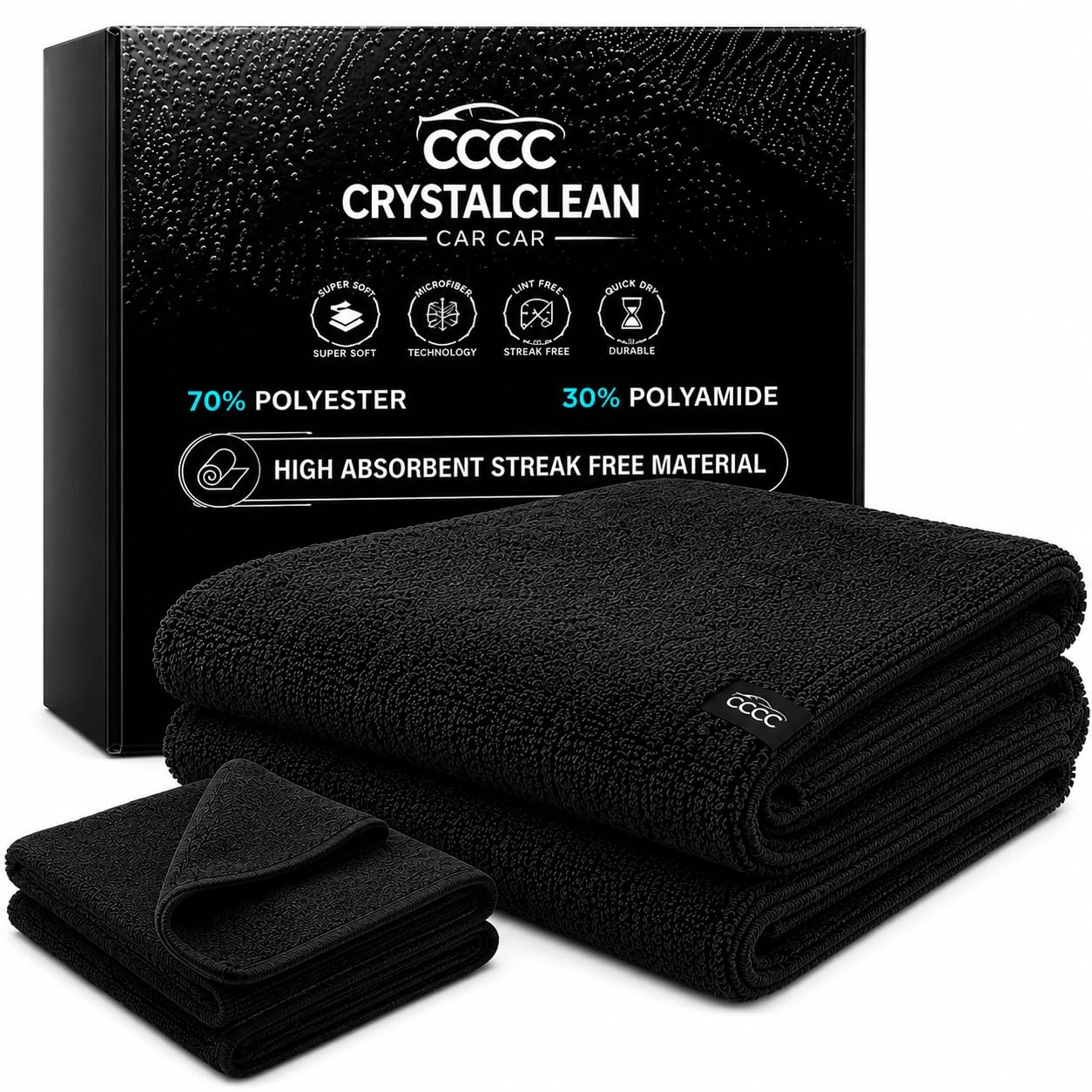 Crystal Clean 1300GSM Car Drying Towel – XL (24×36) Microfiber Towels for Car