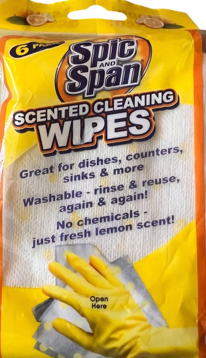 Spic and Span Lemon Scented Cleaning Wipes 6 Pack Discontinued Sealed
