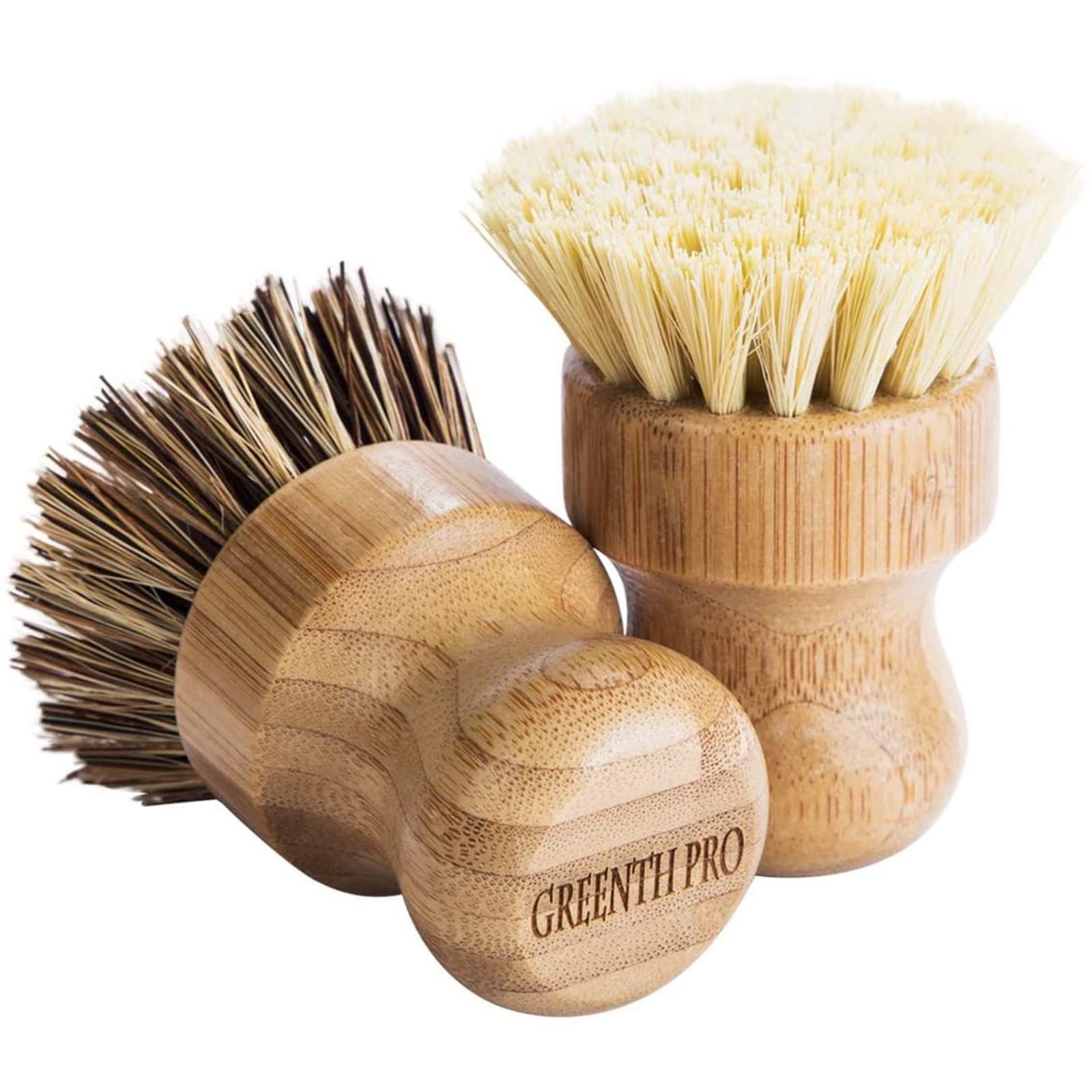 Palm Pot Brush- Bamboo Round 3 Packs Mini Dish 3 Count (Pack of 1), White