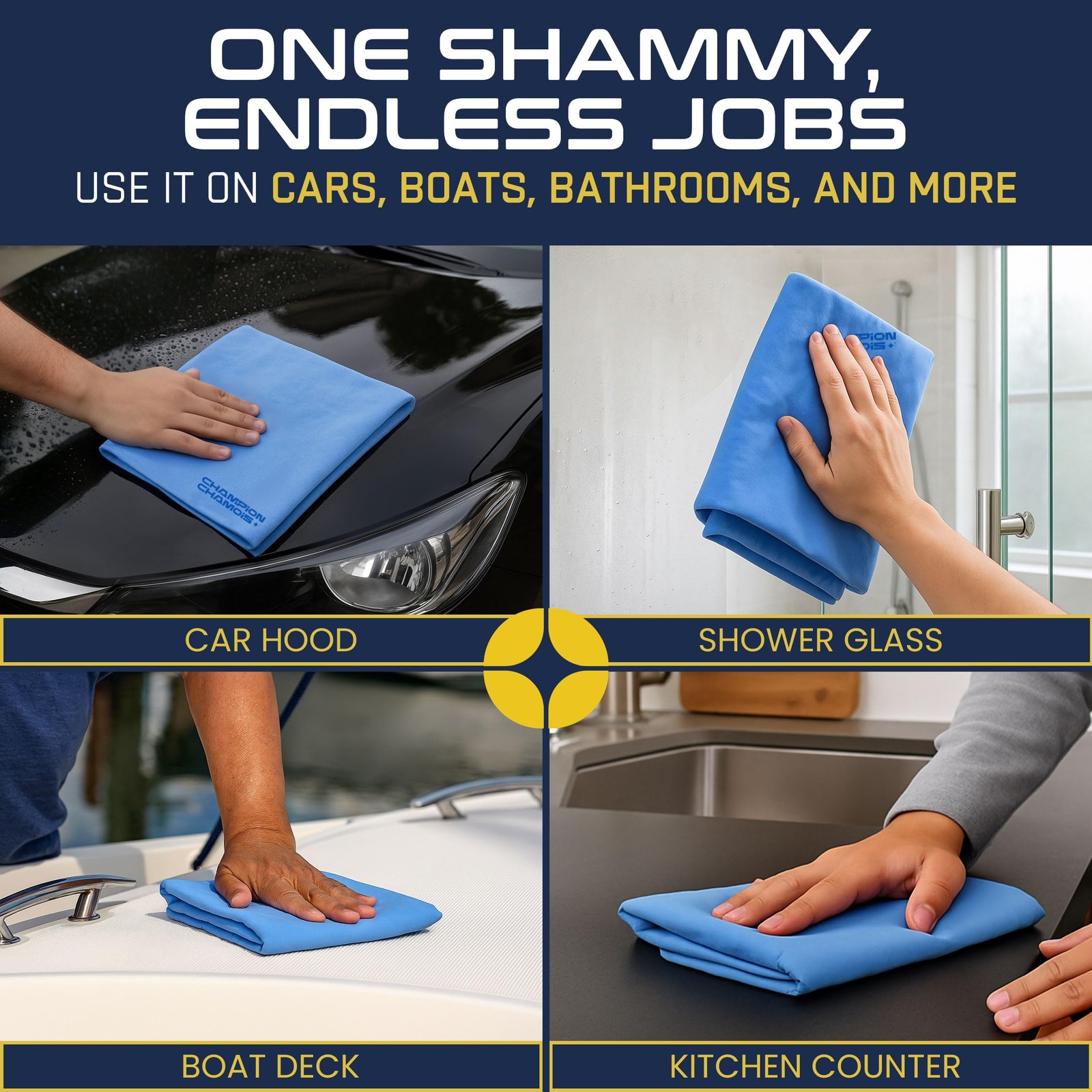 Blue 26×17 Inch Premium Large Shammy Towel Car Super Absorbent Chamois Cloth