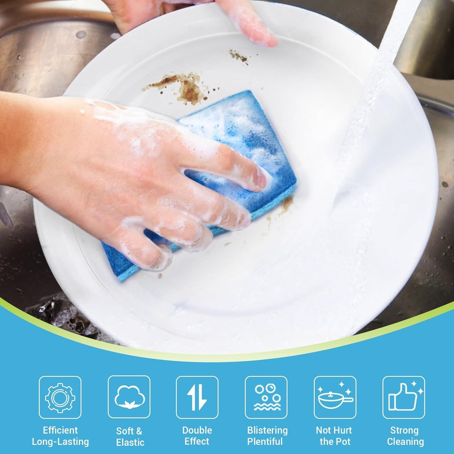 AIDEA-Brite Non-Scratch Scrub Sponge-24Count, Sponges for Dishes, Sponges Kitche