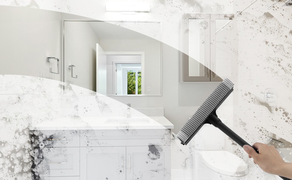 15.9″ Plastic Handle Window Squeegee for Home, 2-in-1 Auto Window Cleaner with