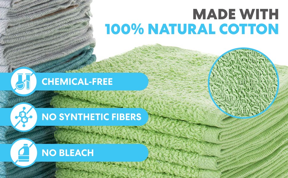 Simpli-Magic Cotton Wash Cloths 12″x12″ (50 Pack) – Highly Absorbent Soft Towels
