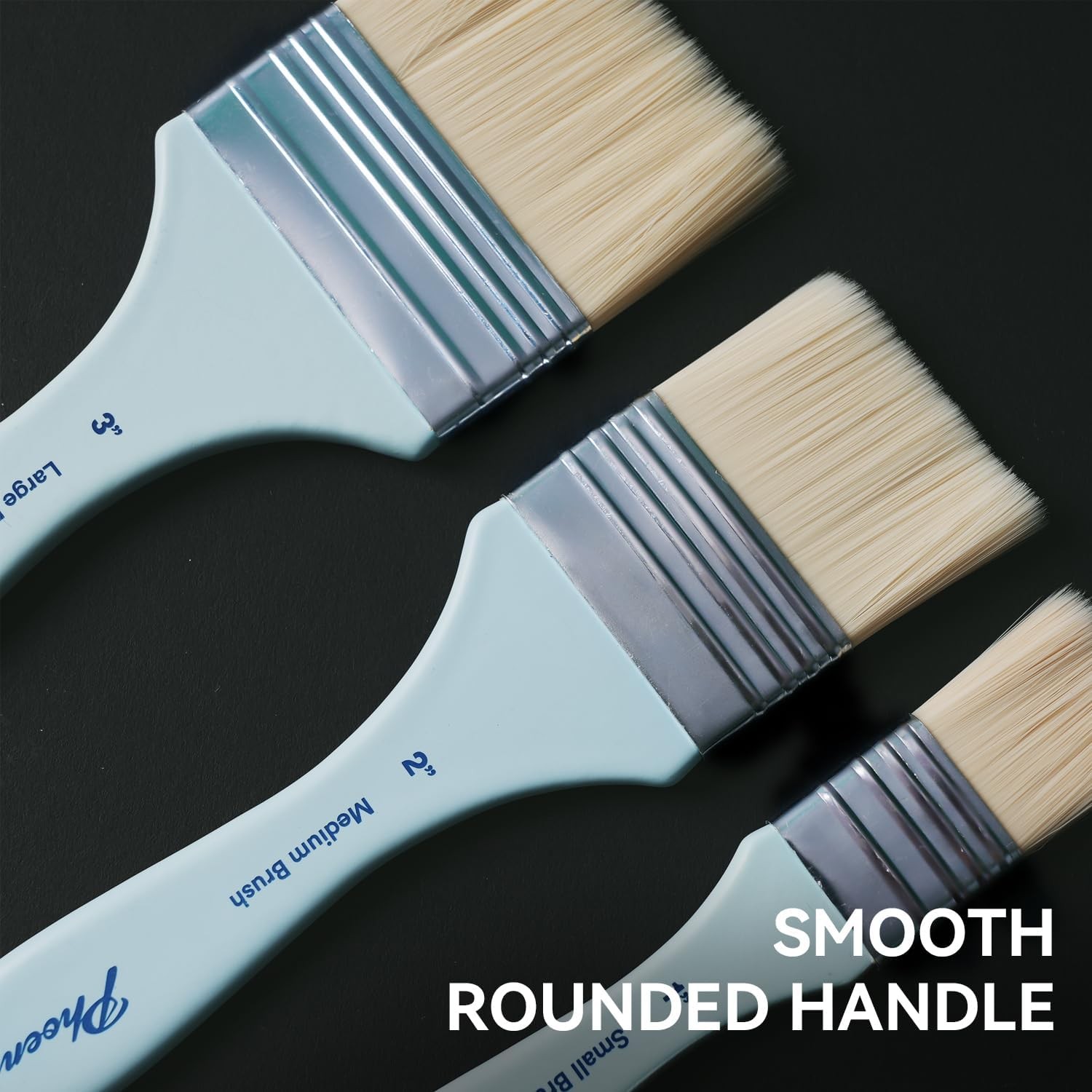 Flat Paint Brush Set – 3 Sizes Nylon Large Paint Brushes for Acrylic Painting,