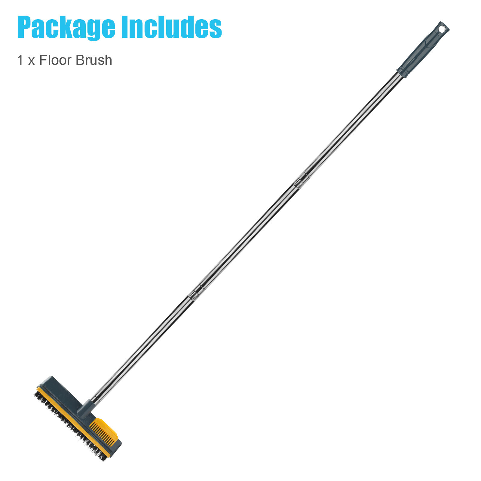Floor Scrub Brush 2 in 1 Cleaning Scraper & Push Broom Stiff Bristle Long Handle