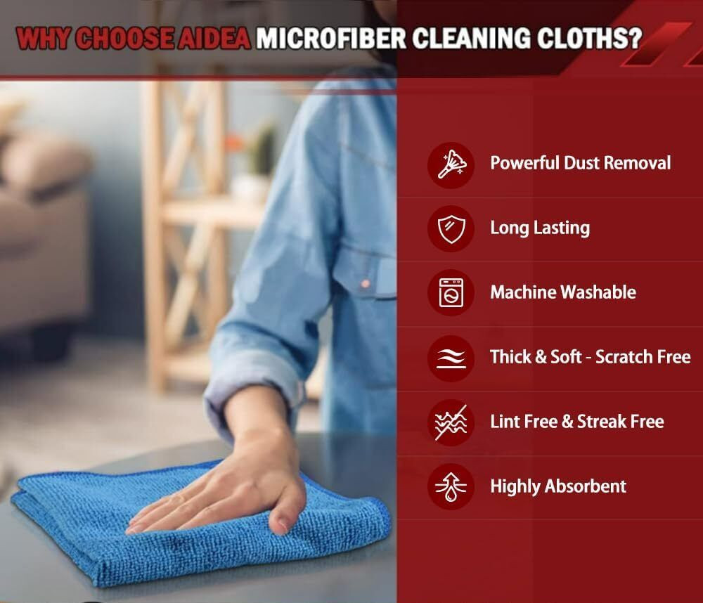 Microfiber Cleaning Cloth Set of 50 Towel Rag Car Polishing Detailing No-Scratch