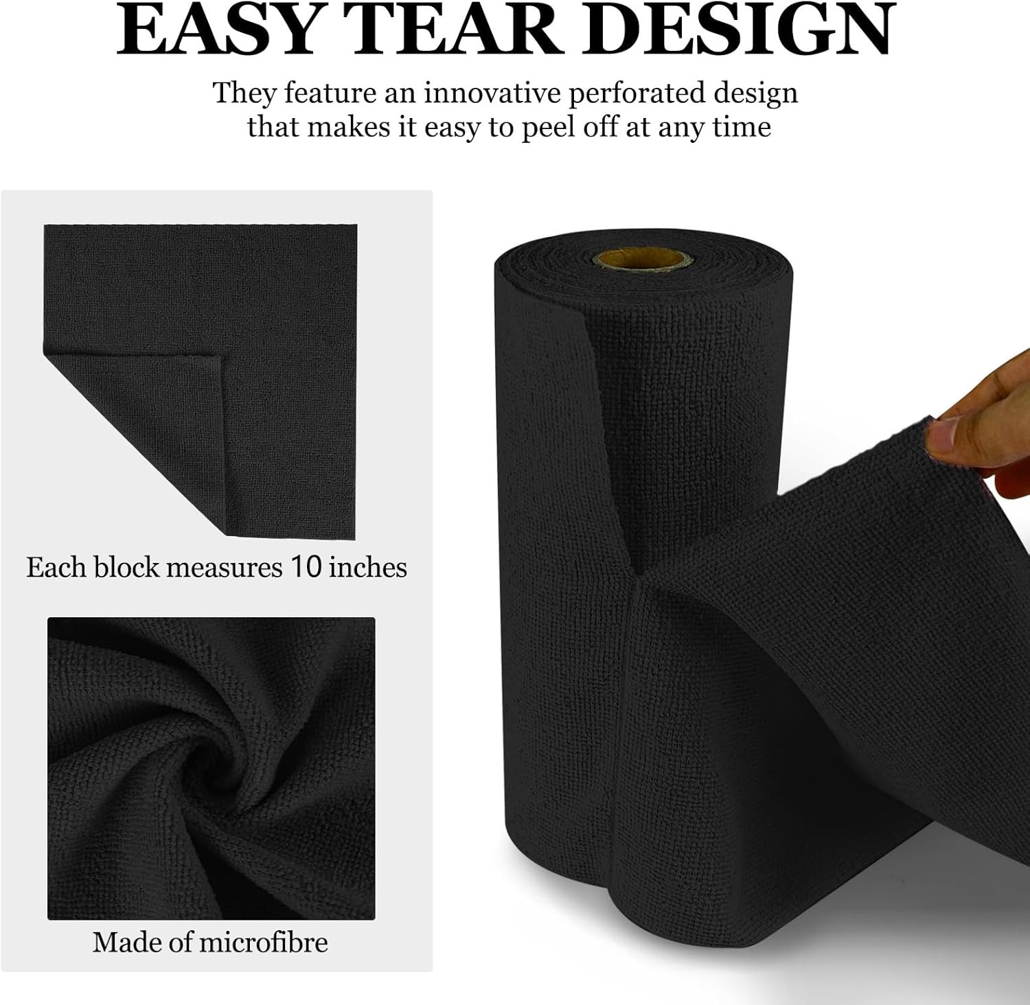 50PCS Microfiber Cleaning Cloth Roll 10″×10″ Tear Away Microfiber Towels