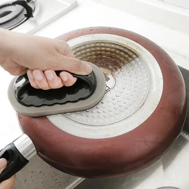 Magic Emery Sponge Cleaning Brush Handle Rust Remover Kitchen Bath Scrubber Tool