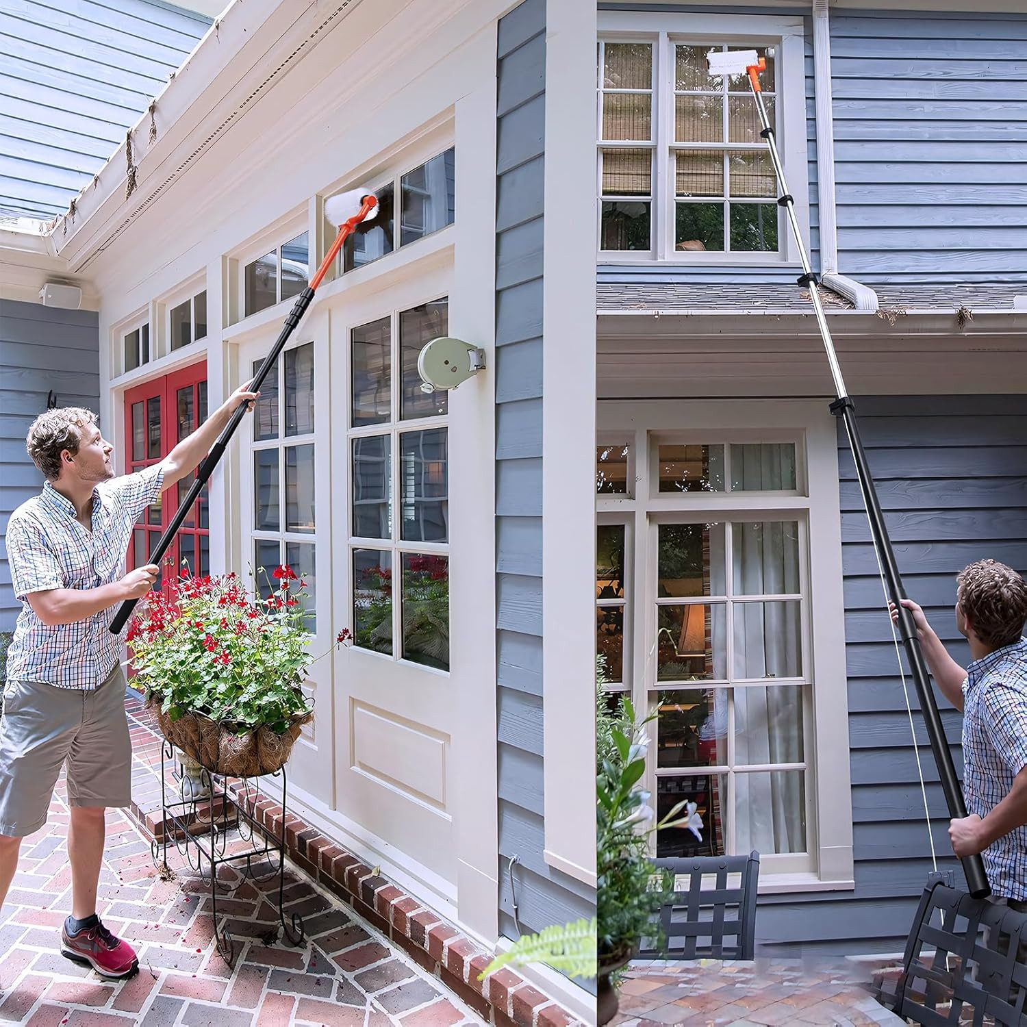 Electric Solar Panel Cleaning Brush and Pole, 20FT Telescopic Cleaning Roller Br