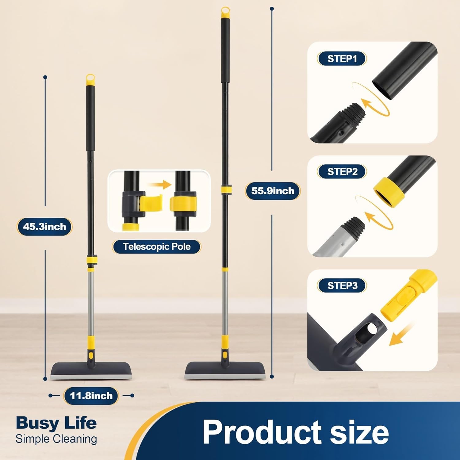 Floor Scrub Brush Telescopic Handle 2 in 1 Scrape Brush Stiff Bristle Shower …