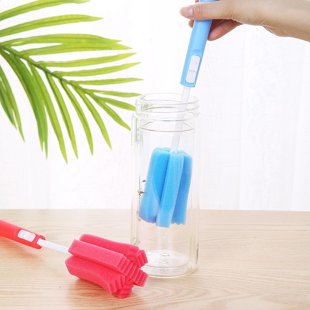 Sponge Bottle Brush with Easy Grip Handle for Glass and Feeding Bottle Use