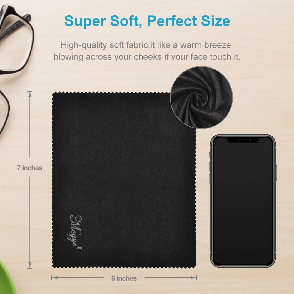 8 Individual Wrapped Microfiber Cloths 6×7” – Screen Wipes for Eyeglasses & More