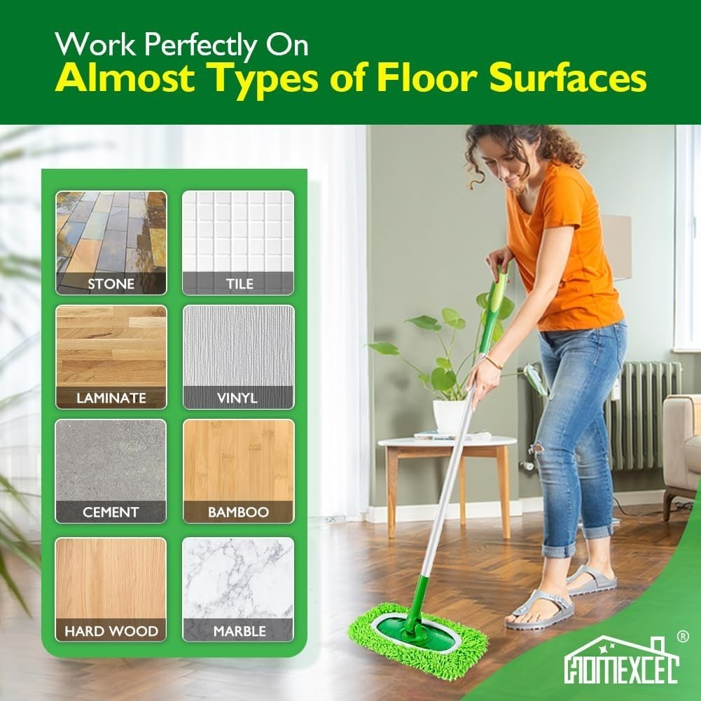 Reusable Microfiber Mop Pads Compatible with Sweeper Mop, Dry & Wet Sweeping …
