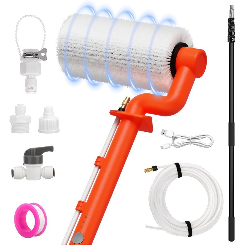 Electric Solar Panel Cleaning Brush: 20FT Adjustable Water Fed Pole Solar Kit