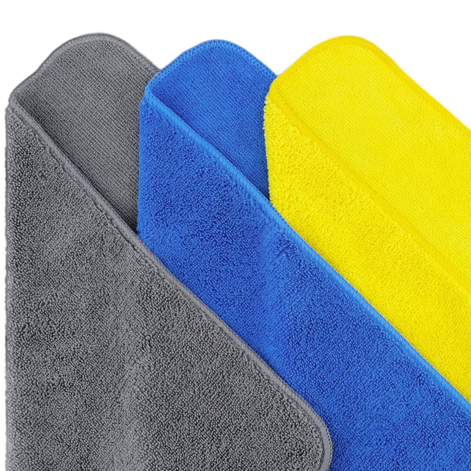 Premium Microfiber Cleaning Towel,16×16 in 36 Pack (Blue,Gray,Yellow)