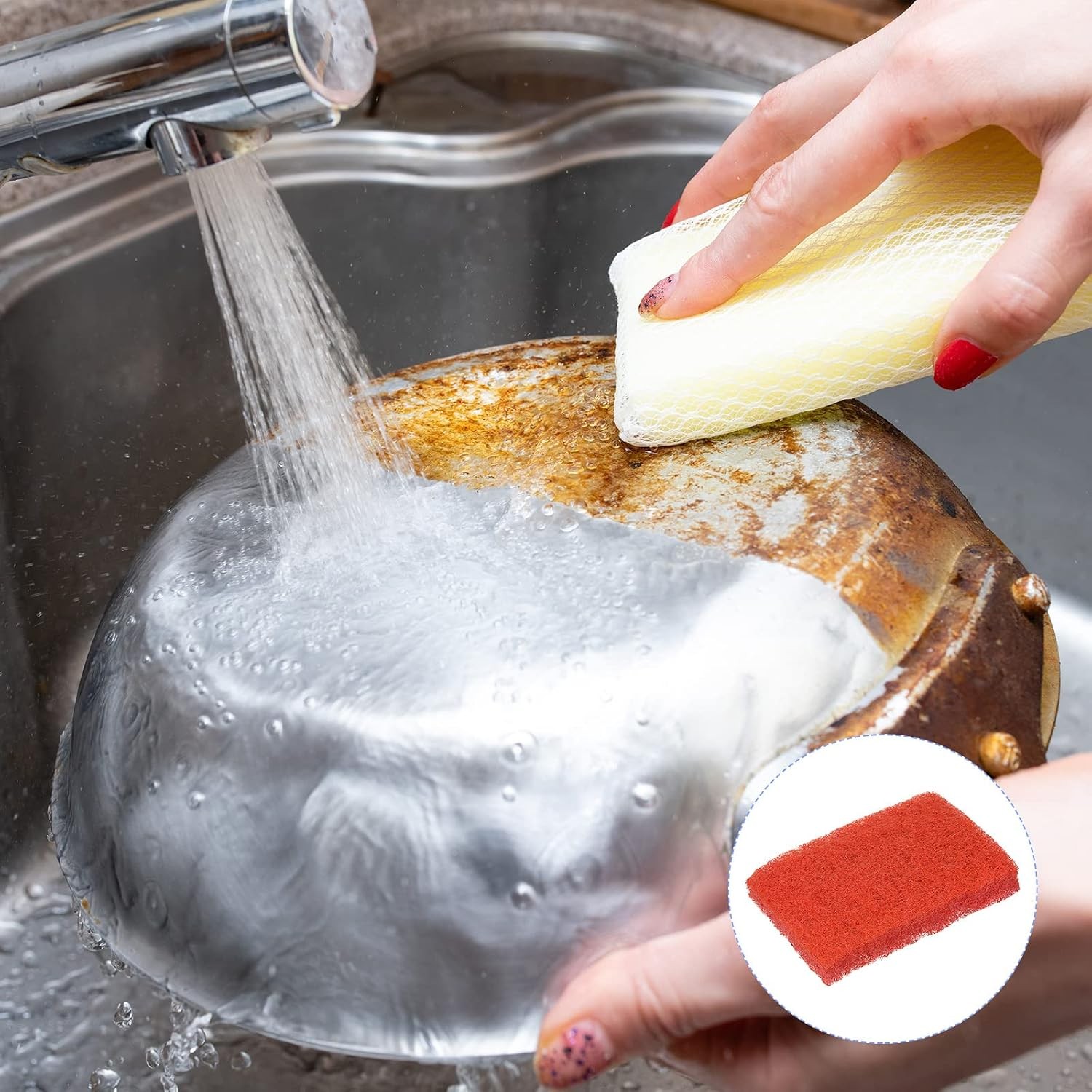 Scouring Pad 15 x 10cm/6″x 4″ 5pcs Kitchen Dishwashing Sponge Non-Scratch