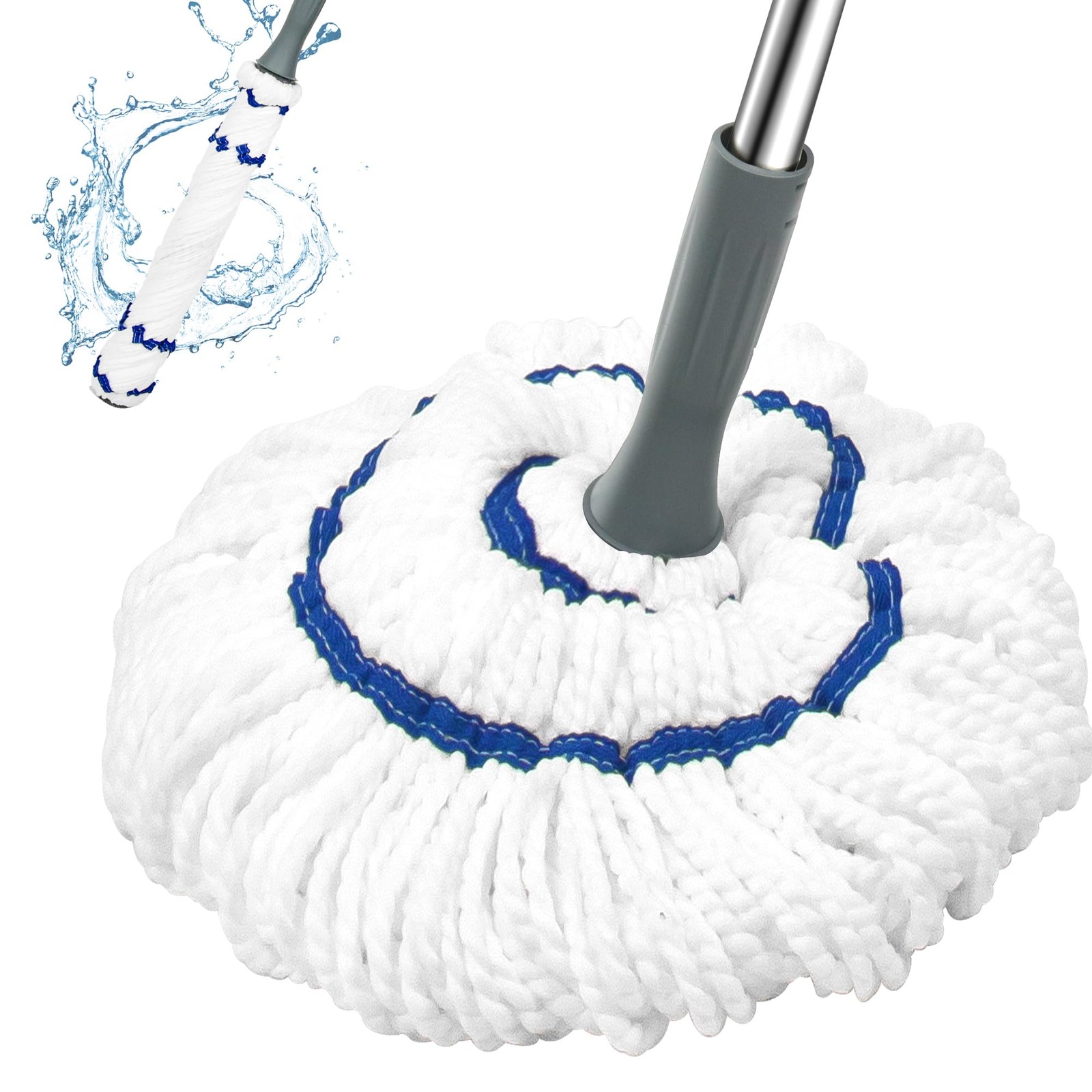 Hardwood Floor Mop, Self Wringing, 52.5 Inch Long Handle, Vinyl Tile, White