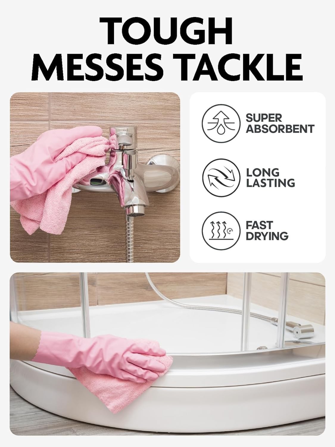 New Microfiber Cleaning Cloth Roll 75 Pack Reusable Washable Towels Pink 12×12