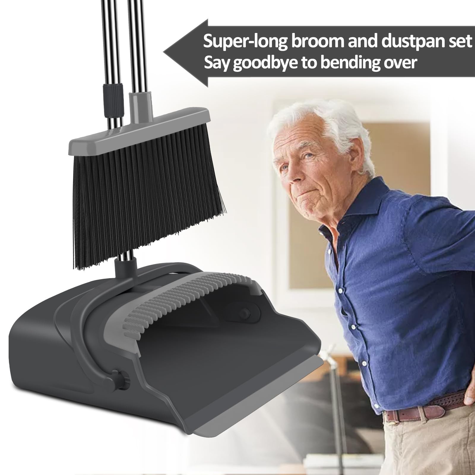 Broom and Dustpan Set for Home, Office, Indoor&Outdoor Sweeping, Stand Up Bro…