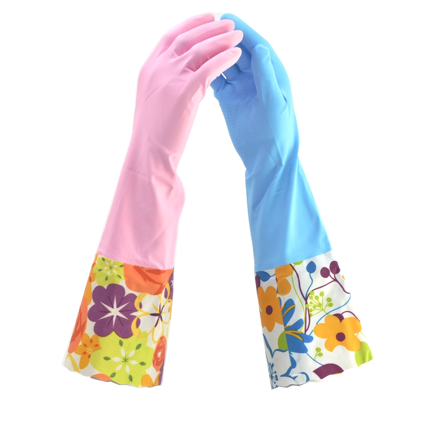 2 PAIRS Household Gloves Latex Free Cleaning Gloves Soft Lining Long Grip 15″