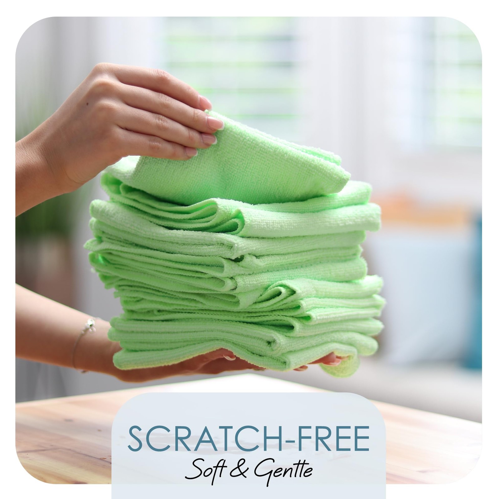 12 Pack Green Microfiber Cleaning Towels 12×12 Inch Soft Absorbent Home Offic…