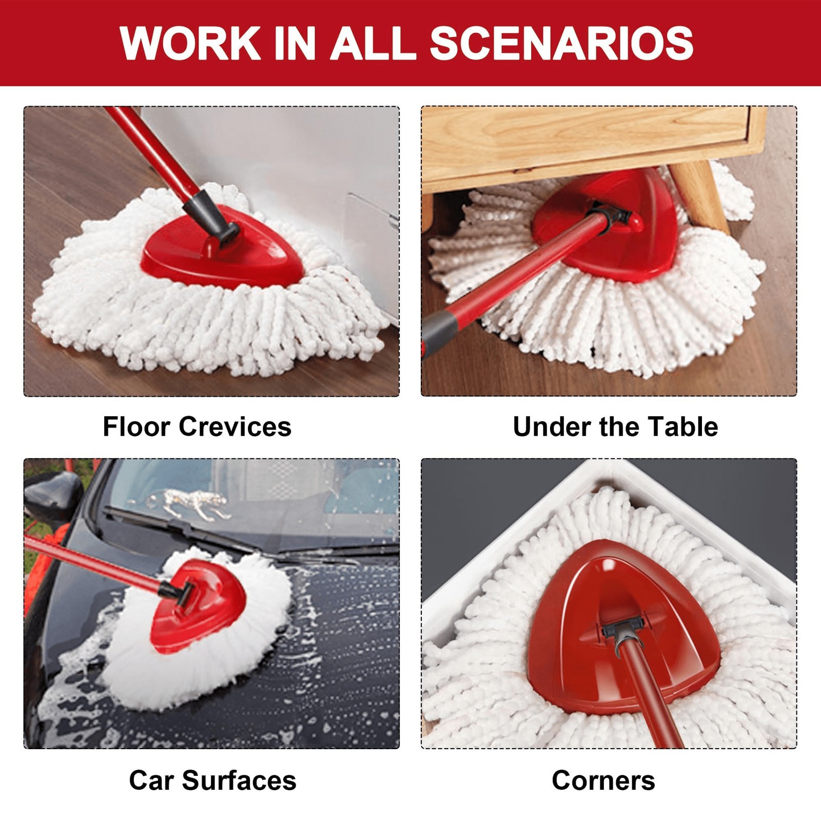 6P Replacement Microfiber Mop HEAD For O-Cedar Spin Mop Easy Clean Wring Refill