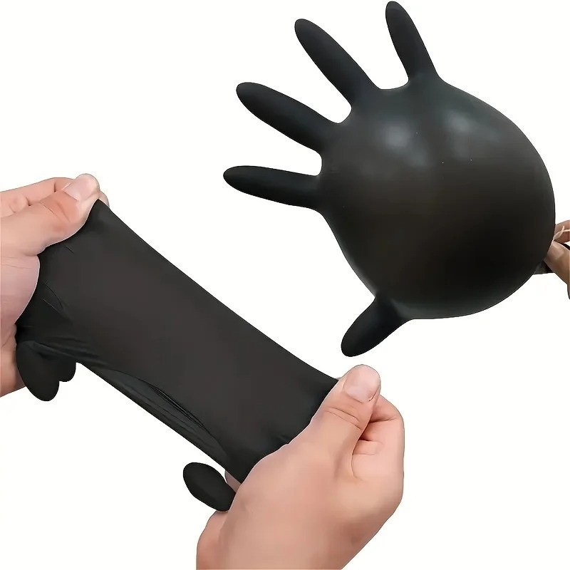 20/50/100PCS Black Nitrile Gloves Disposable Thick Waterproof Cleaning Tattoo