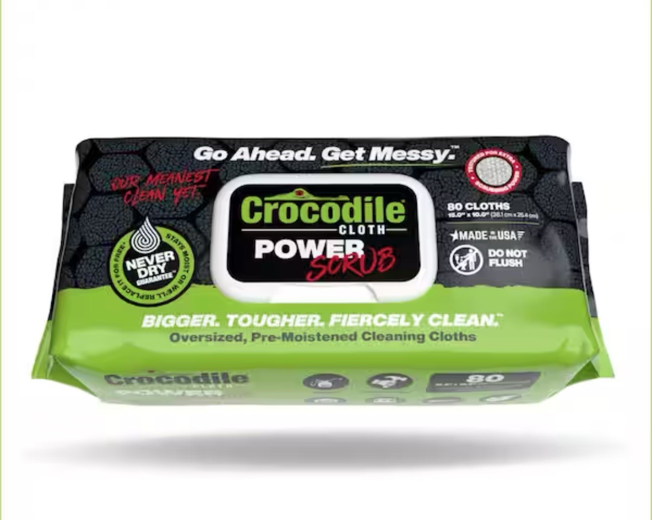 80 Count Power SCRUB All-Purpose Heavy-Duty Crocodile Unscented Wet Wipes