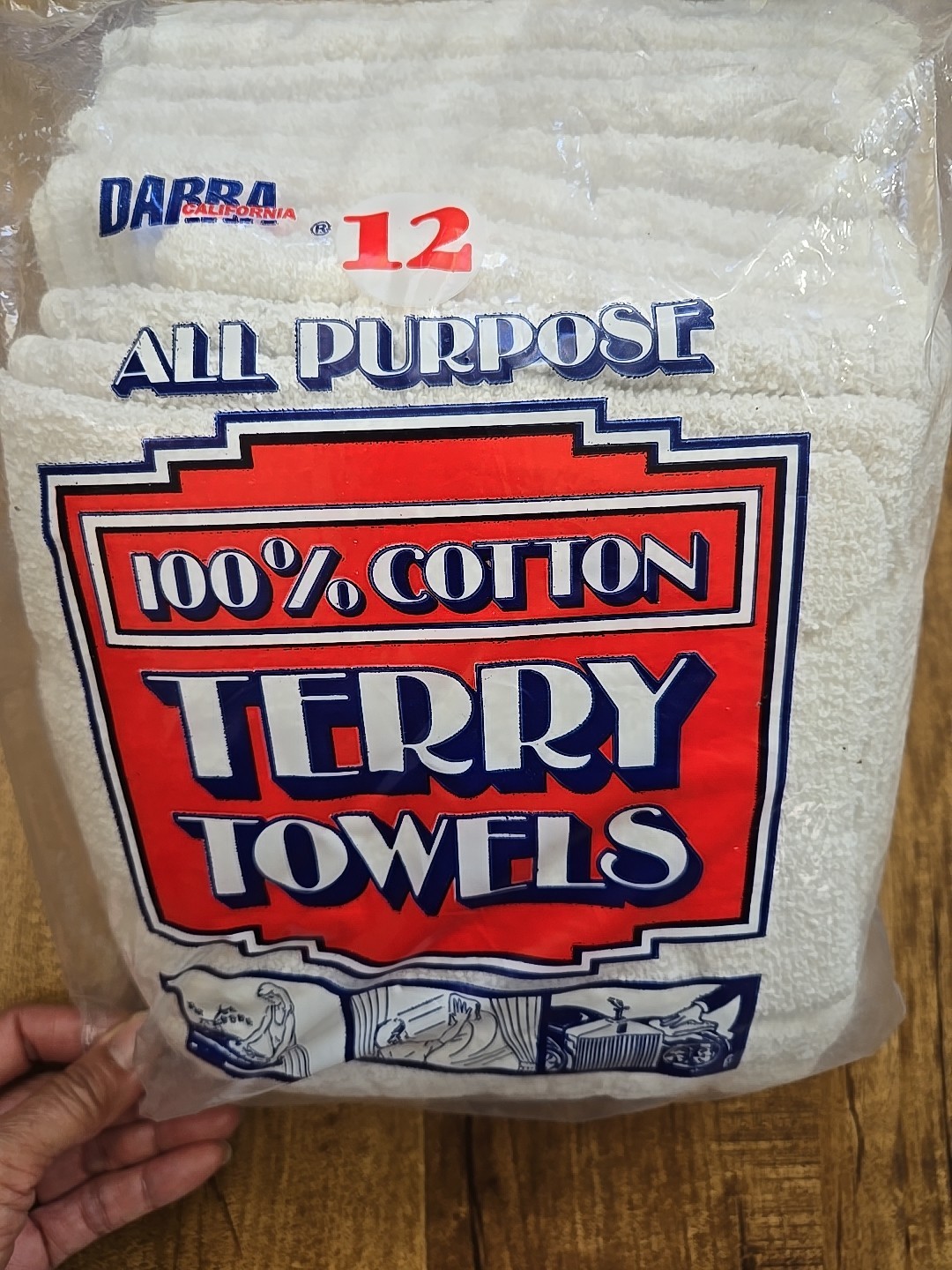 DARRA Terry Towels-White 14×17 All-Purpose 100% Cotton 12 PACK