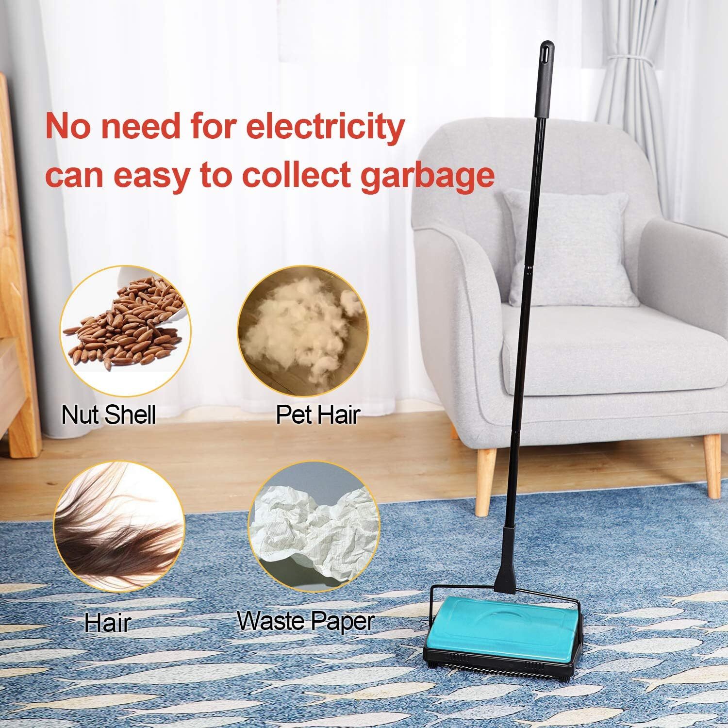 Carpet Sweeper Cleaner with Brush Blue