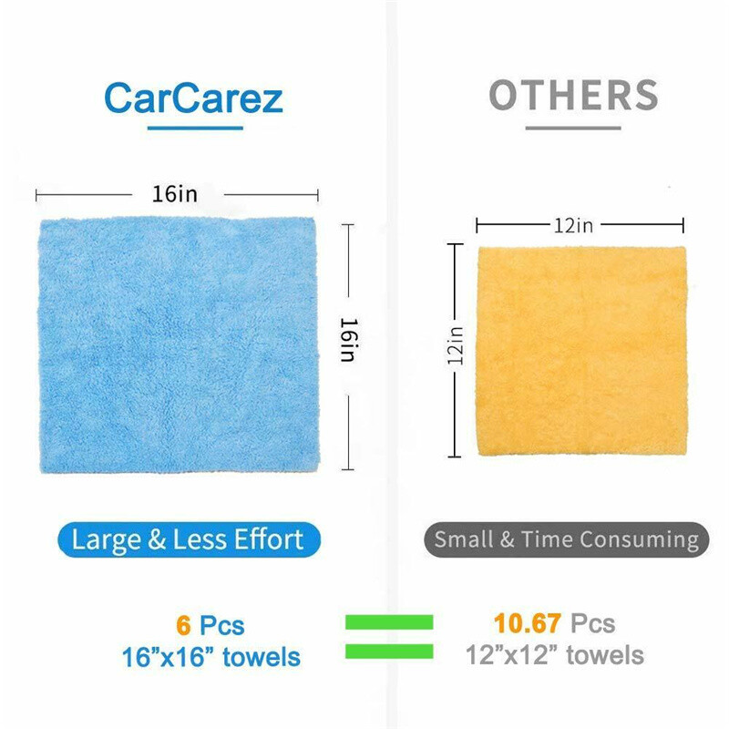 6 Pc Microfiber Cleaning Cloth Towel Rag Car Polishing Detailing 16″x16″ 450 GSM
