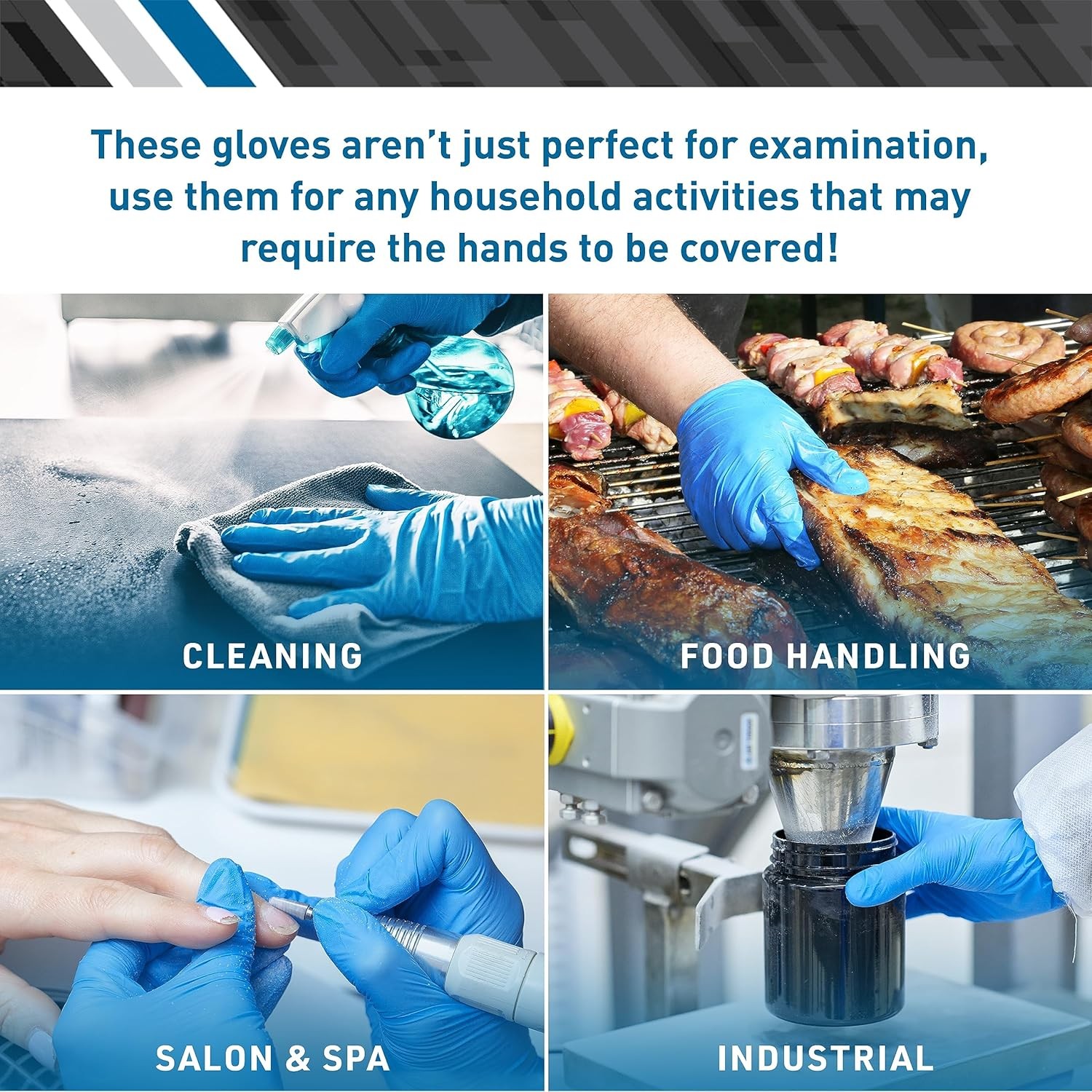 Nitrile Gloves for Exam and Home Use, Medium, 1,000 Count – Latex & Powder