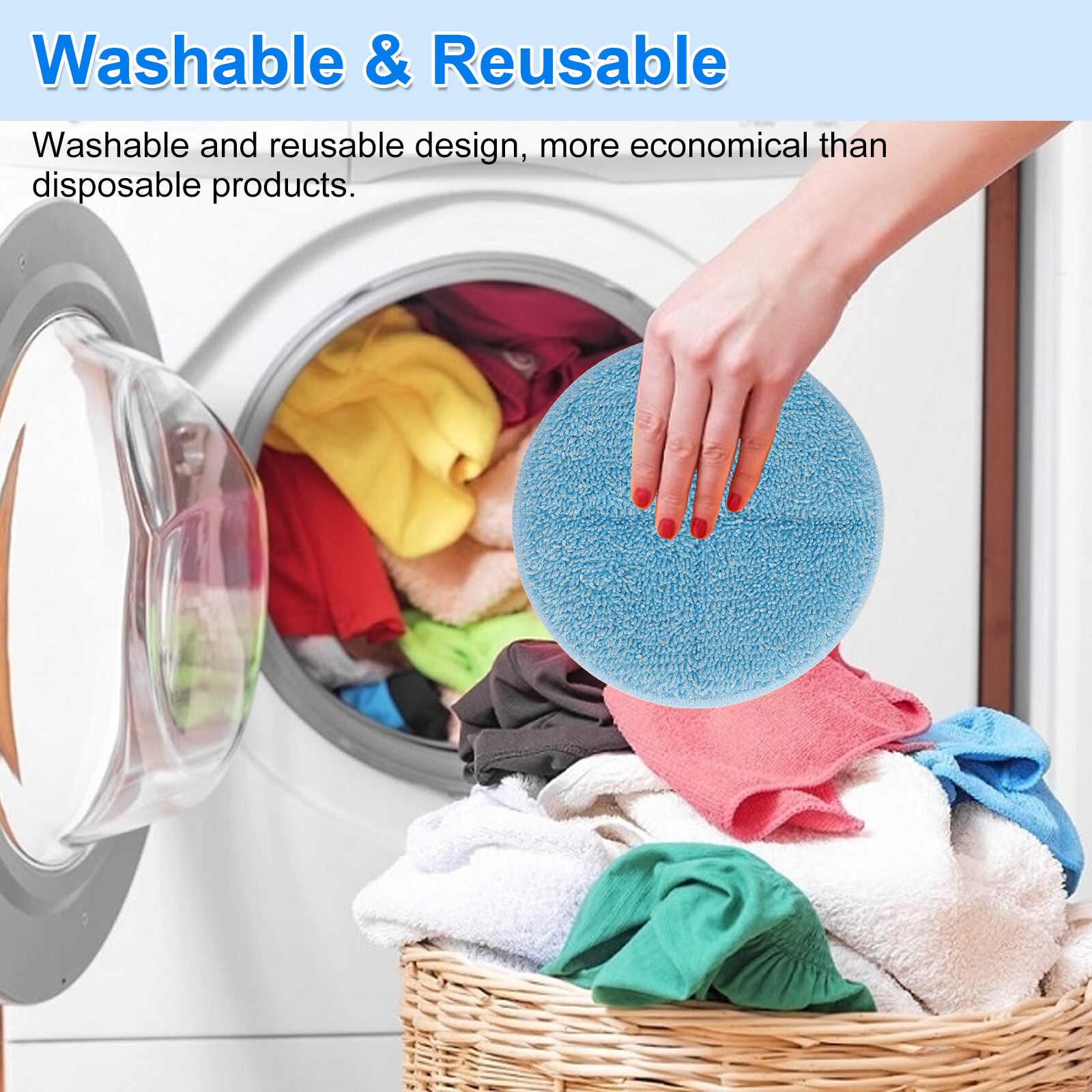 6Pcs Electric Mop Head Replacement Pads for Floor Cleaning Microfiber Washable