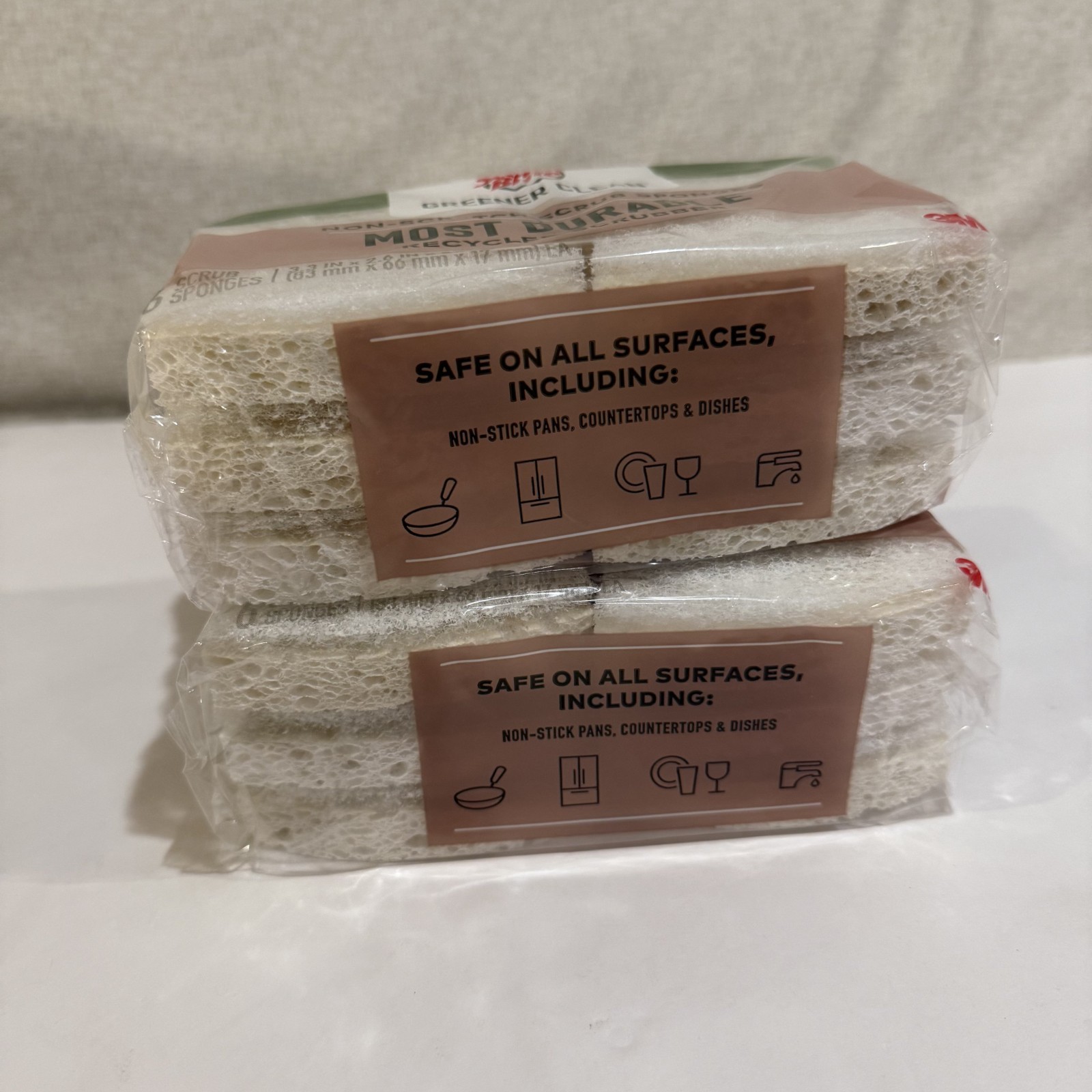 Scotch Brite Greener Clean Non Scratch Scrub Sponges 6 Pack Durable Lot of 2 NEW