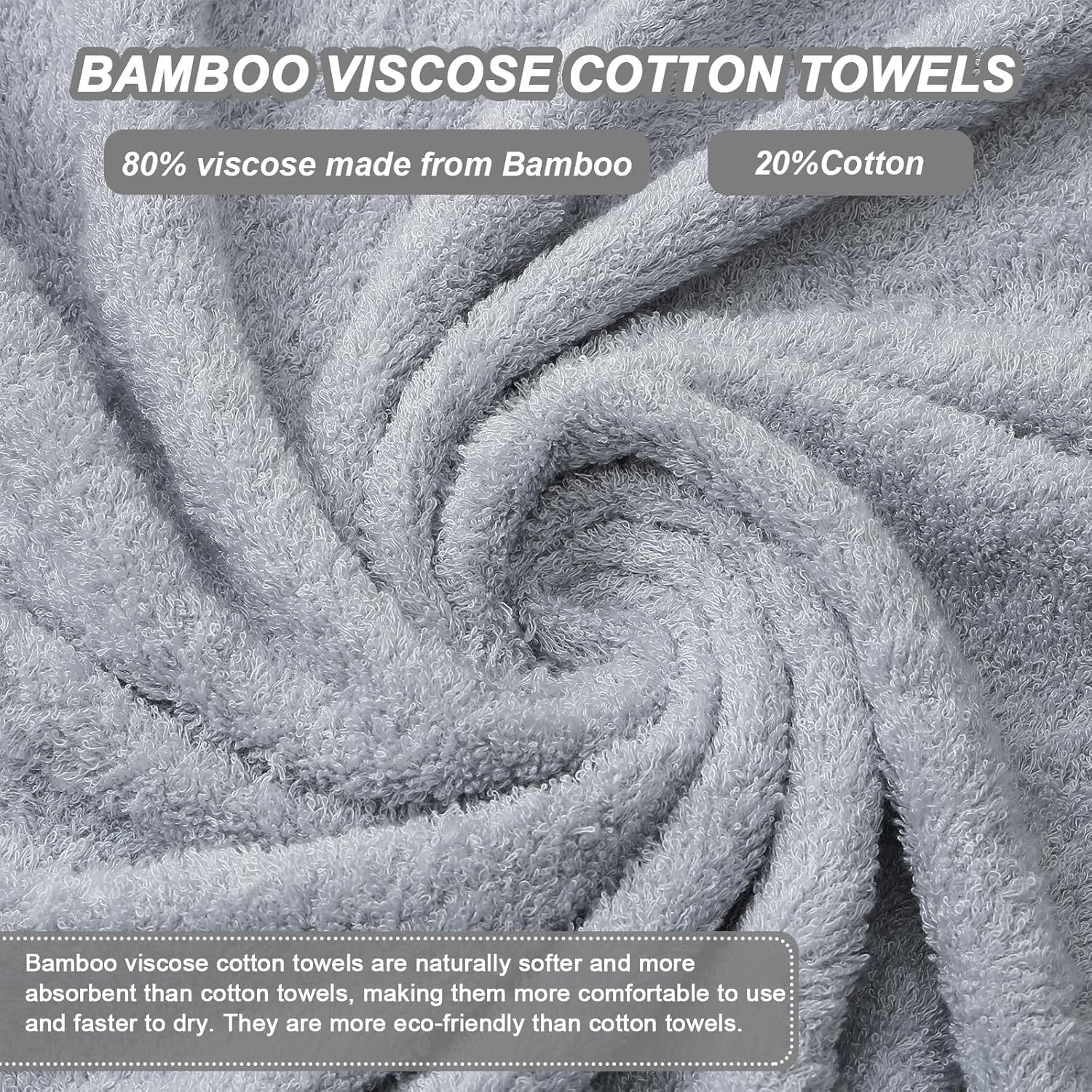 Viscose from Bamboo and Cotton Bath Towels Set of 6-27×54 Inch Ultra Soft,