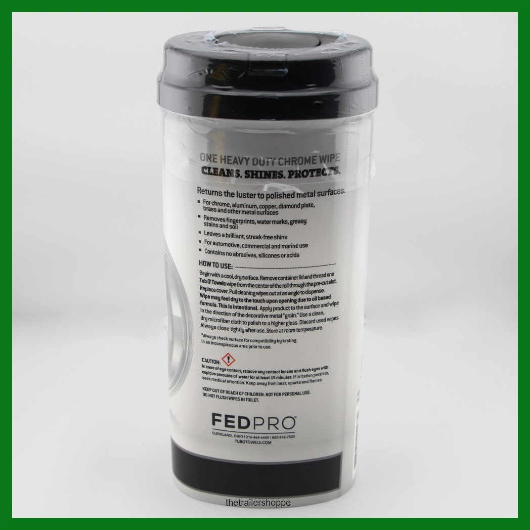 Heavy Duty Chrome Wipes Cleans, Shines, & Protects Tub O’ Towels -40 Wipes