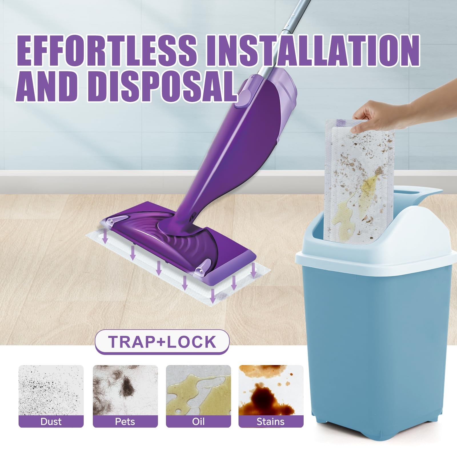 50 Count for Swiffer Wet Jet Pads, Disposable Wet Jet Pads, for Swiffer Wet P…
