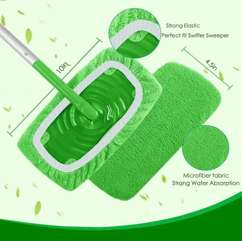 6pcs Reusable Microfiber Mop Pads – Wet & Dry Sweeper Cleaning Cloths for Floor