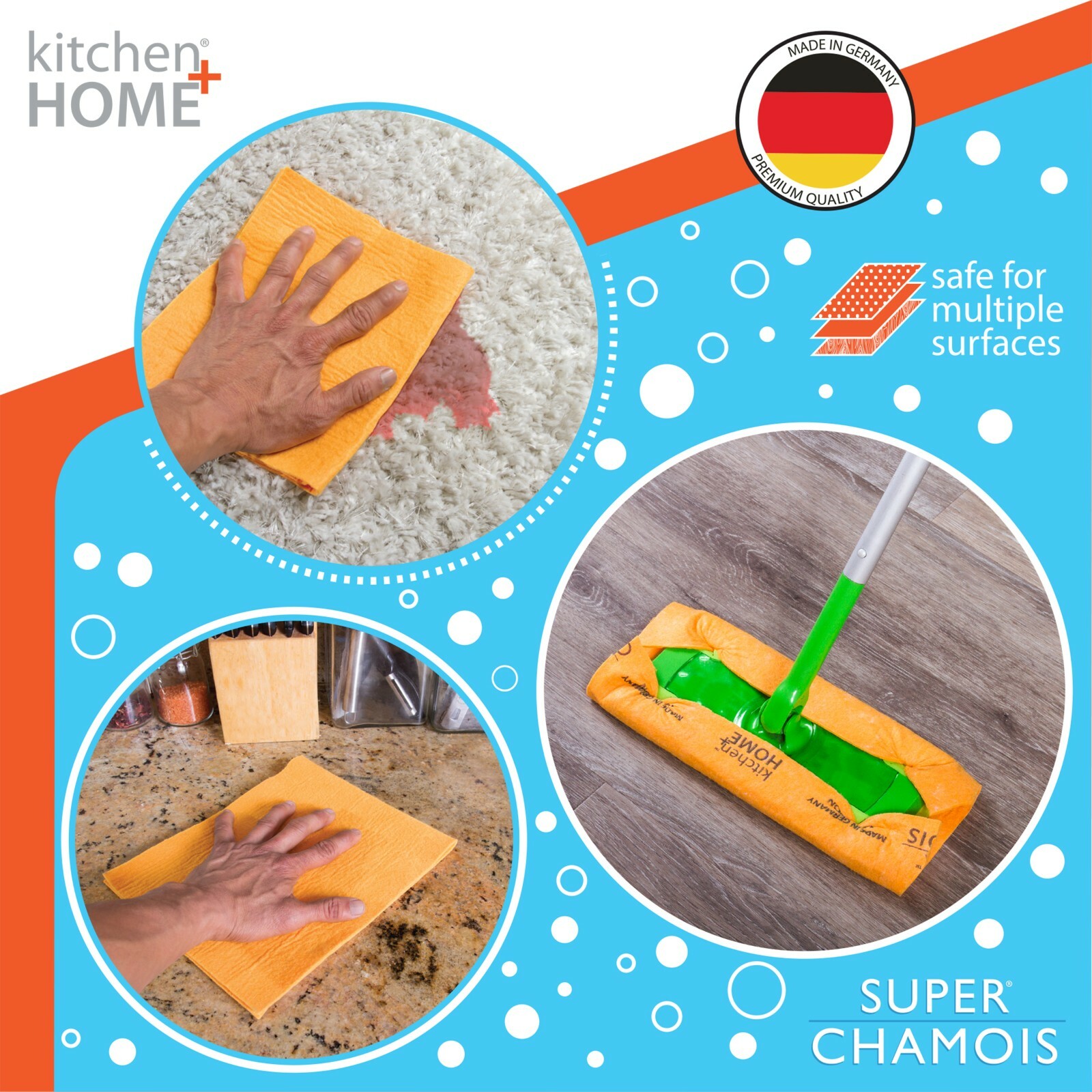 Shammy Towels – XL Super Absorbent German Chamois Drying Washing Cloths 6 Pack