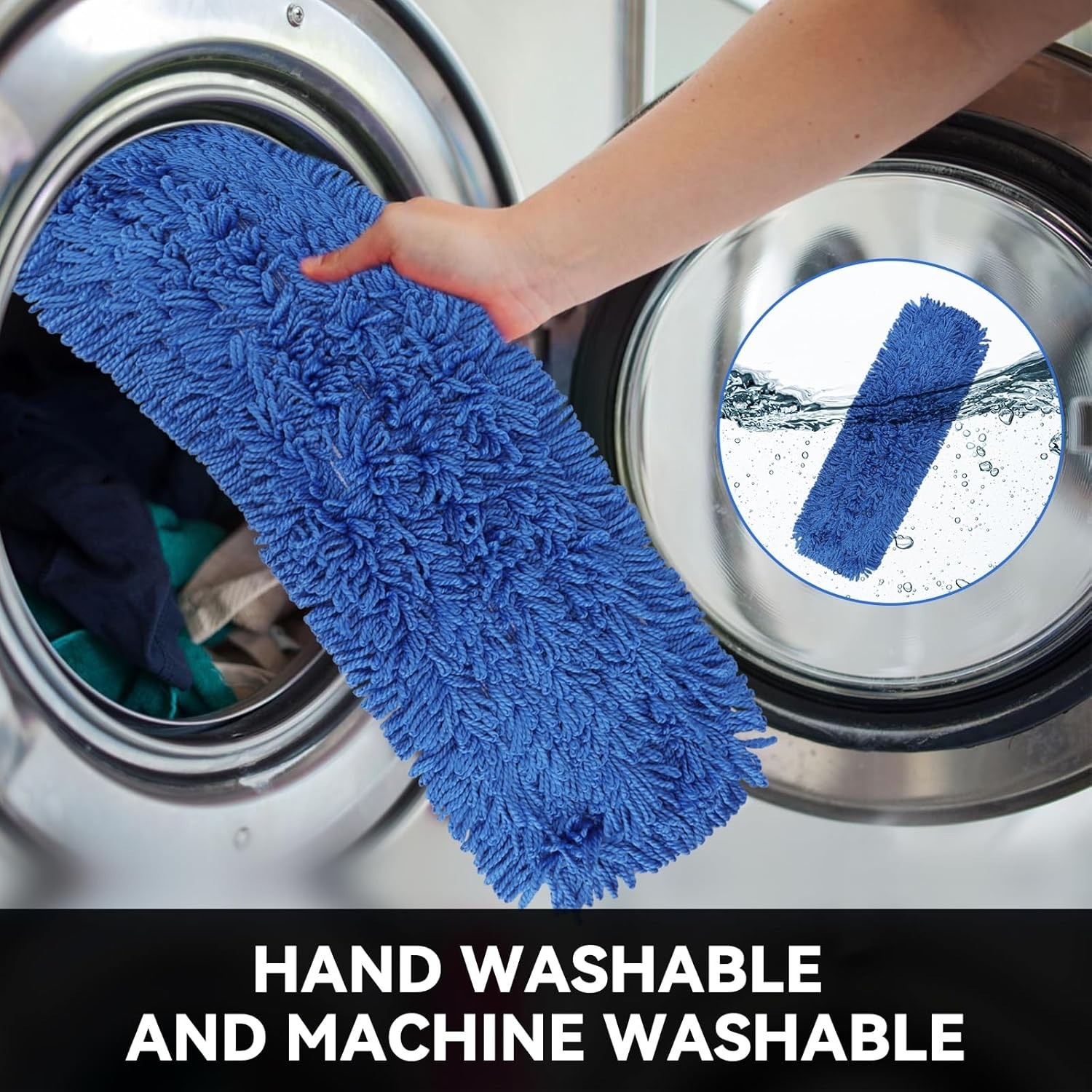 Dust Mop Head Replacement 24 Inch Blue Microfiber 3 Pack Commercial Sweeper