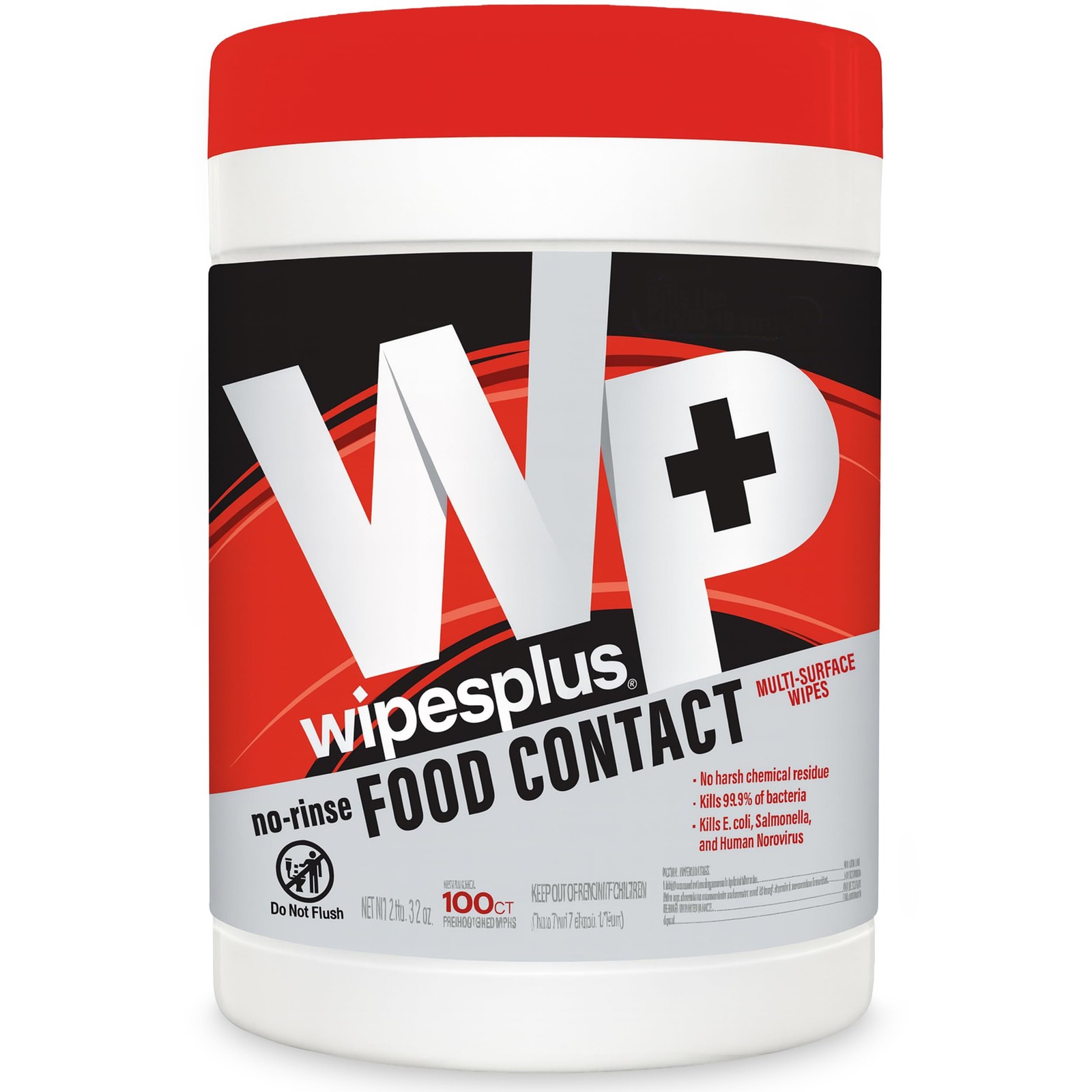 Wipesplus No-Rinse Food Contact Wipes Canister Multi-Surface Wipes Unscented