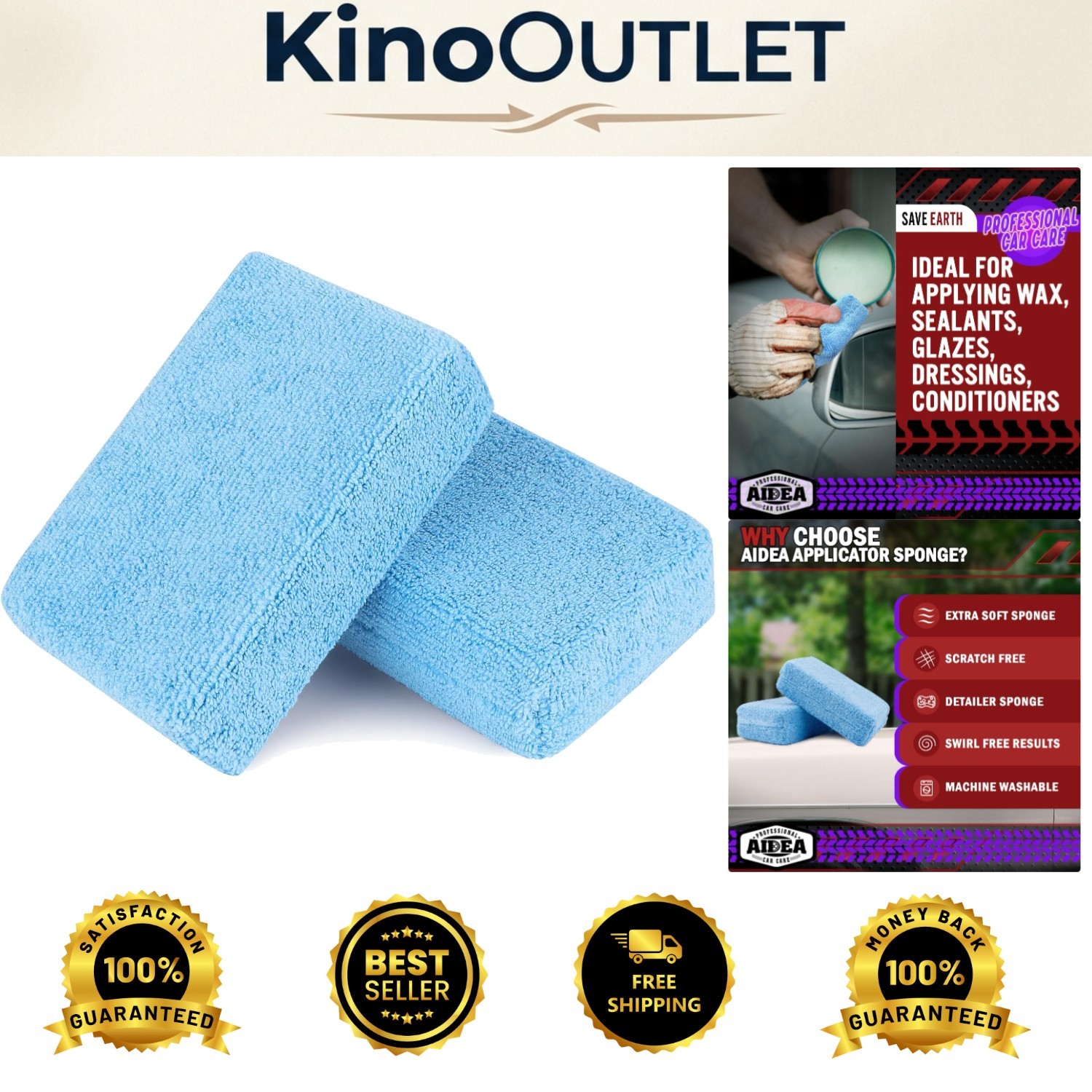 Versatile 2-Pack Microfiber Applicator Pads for Automotive & Household Cleaning
