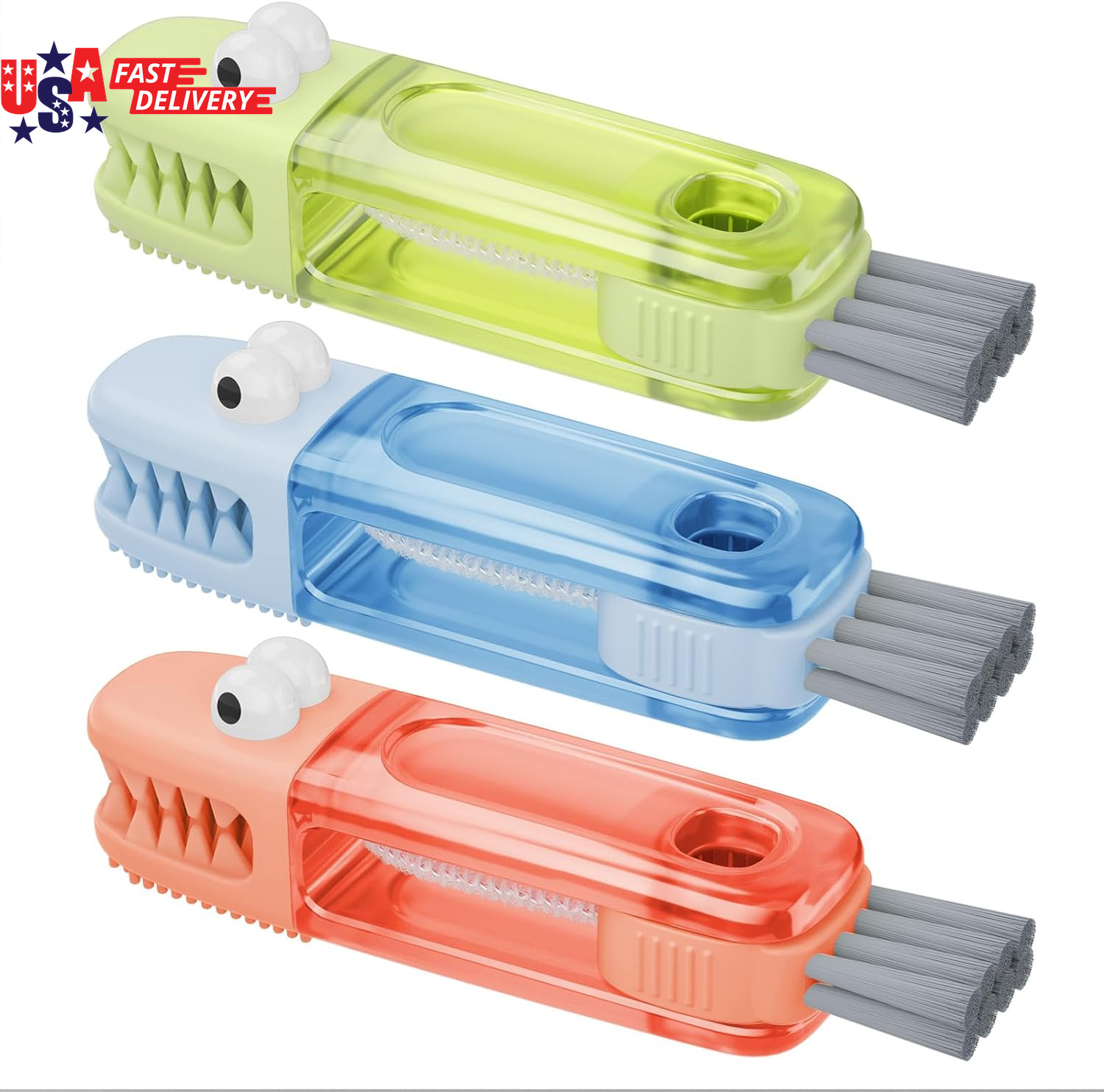 3 in 1 Cup Lid Gap Cleaning Brush Set, Multifunctional Bottle Cleaning Brush, Si