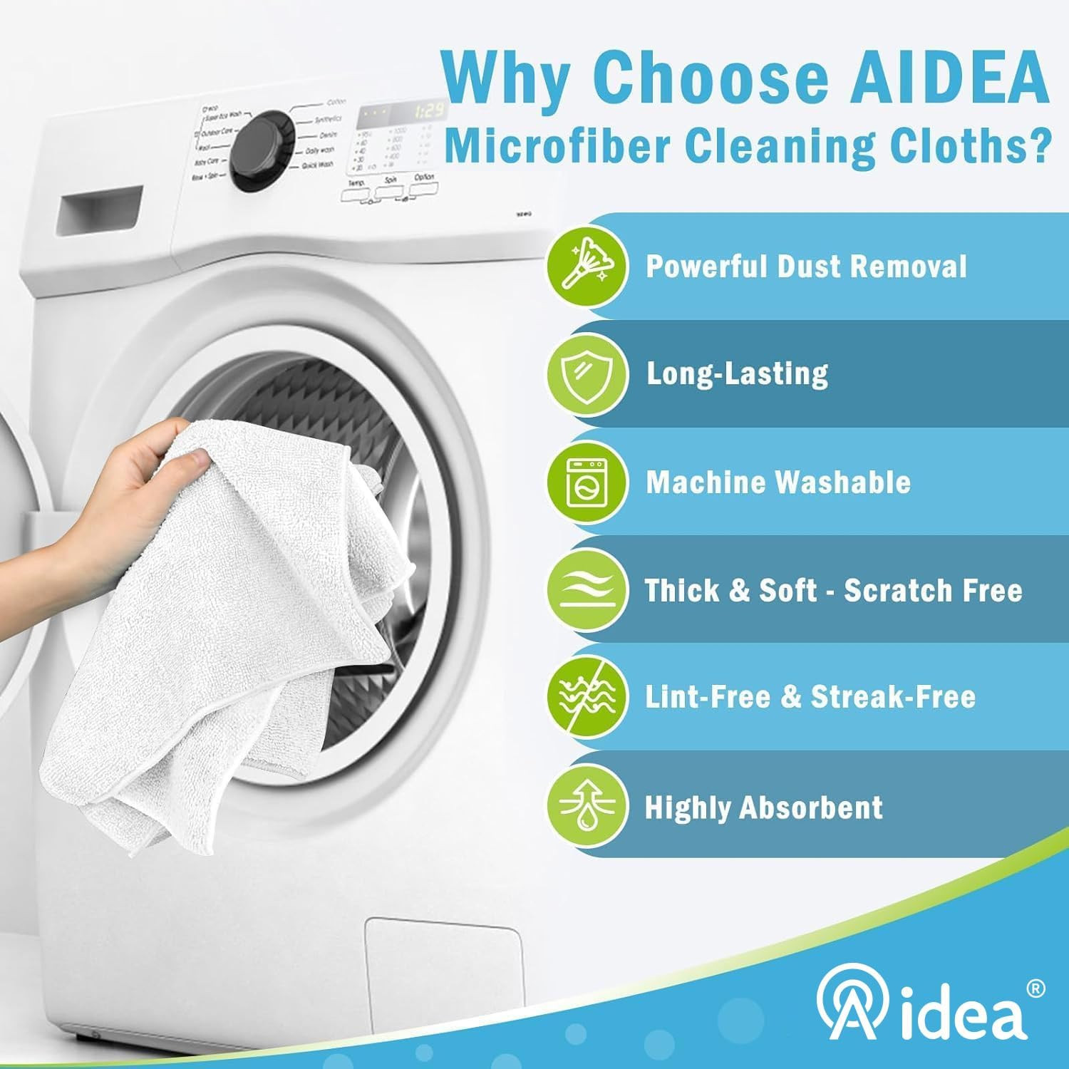 AIDEA Microfiber Cleaning Cloth-8Pk, Soft Microfiber Towels for Cars, Absorbent