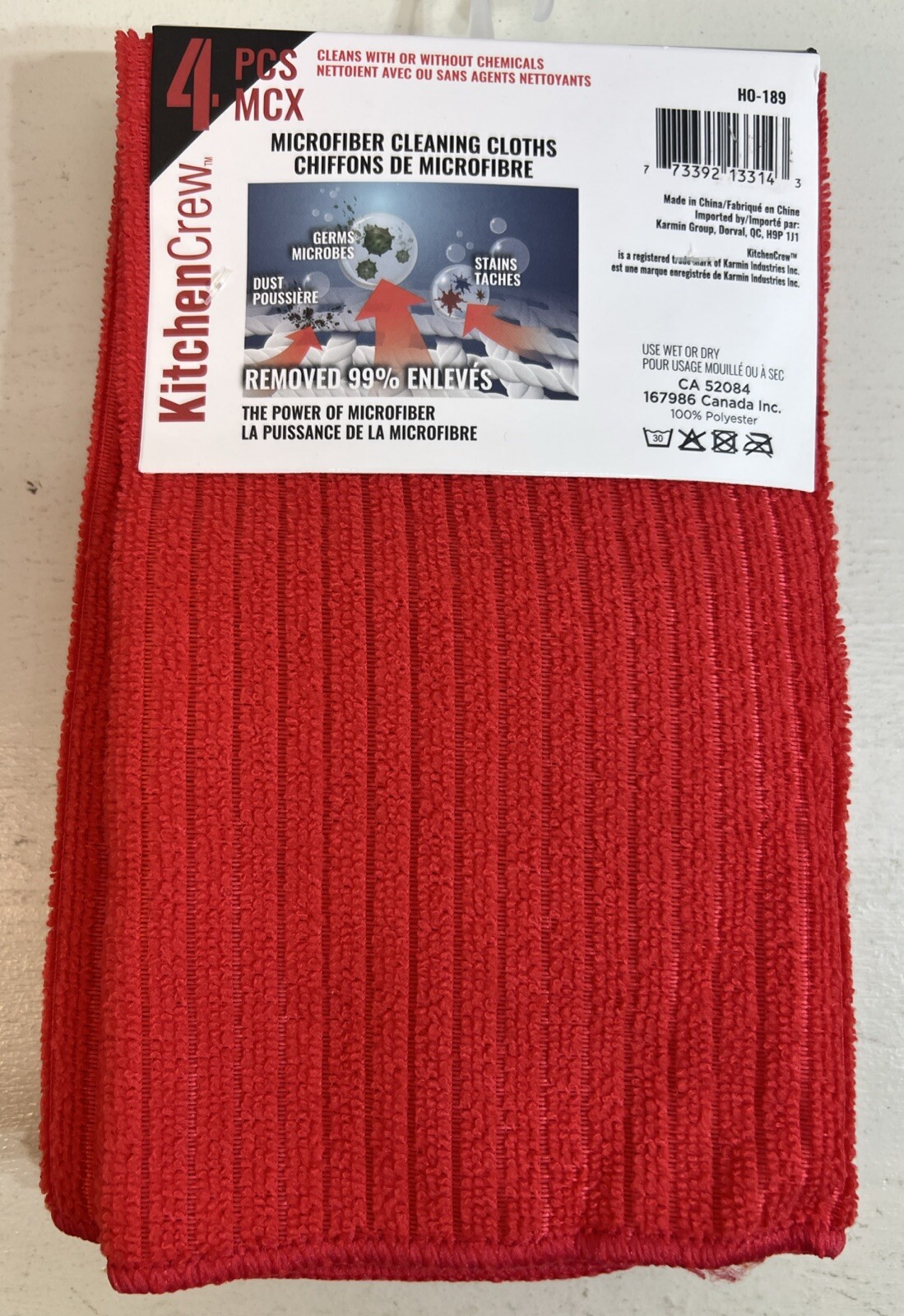 Microfiber Cleaning Cloths 19″ x 15.5″ 4Pcs 2 Printed Vegetables 2 Solid Red