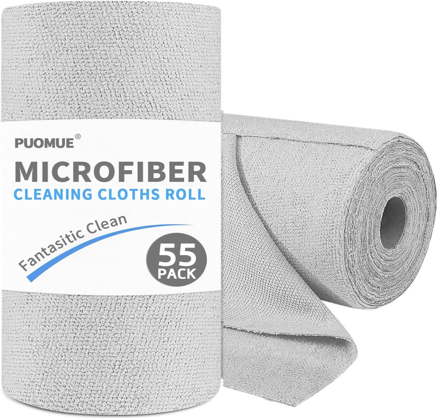 55 Pack Microfiber Cleaning Cloth Roll, Tear Away Reusable Towels, 11″ X 9″, Ult