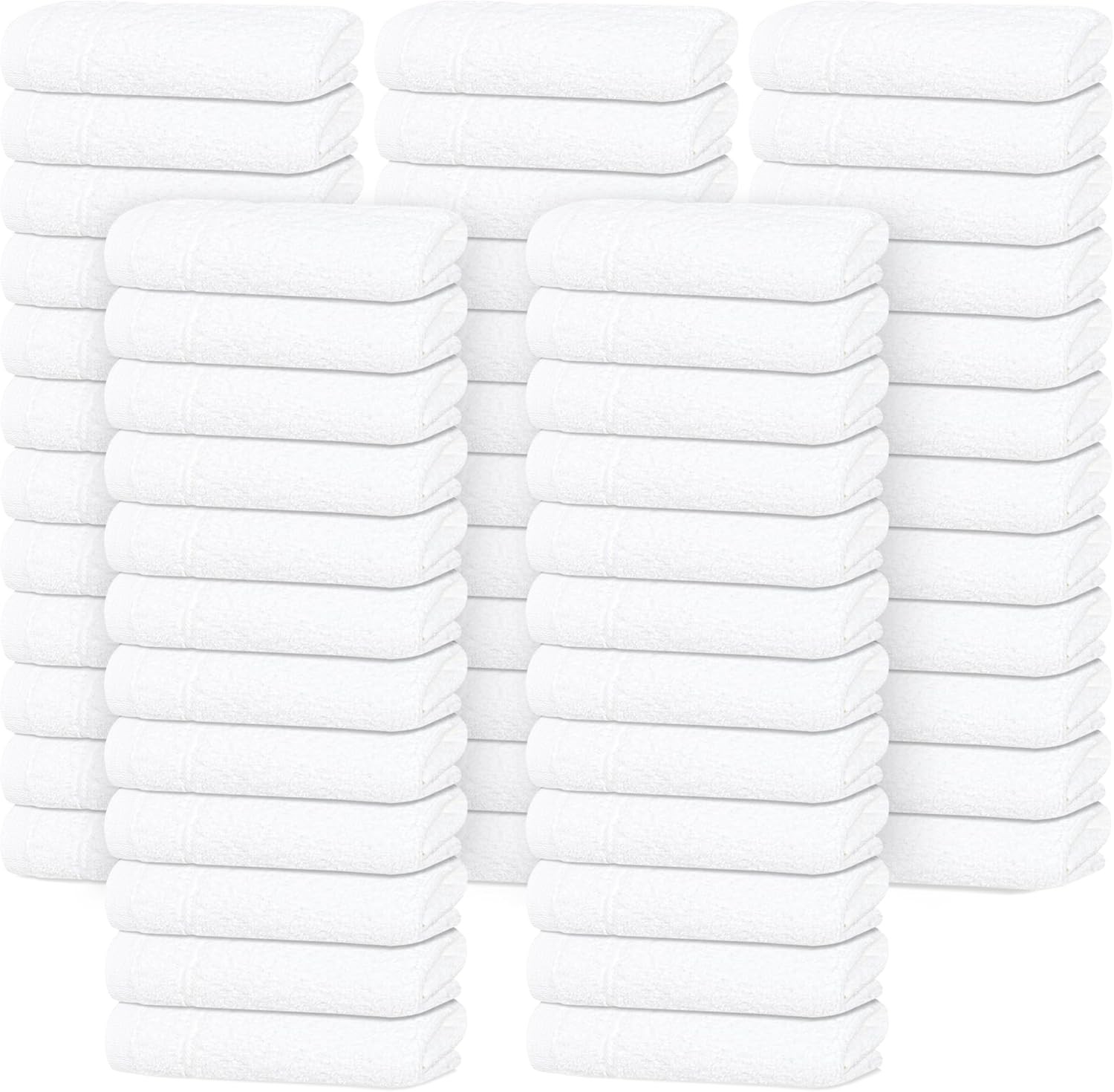 Pack of 60 Washcloths, 12 x 12 Inches, Lighter Weight, Quick to Dry, Super Soft