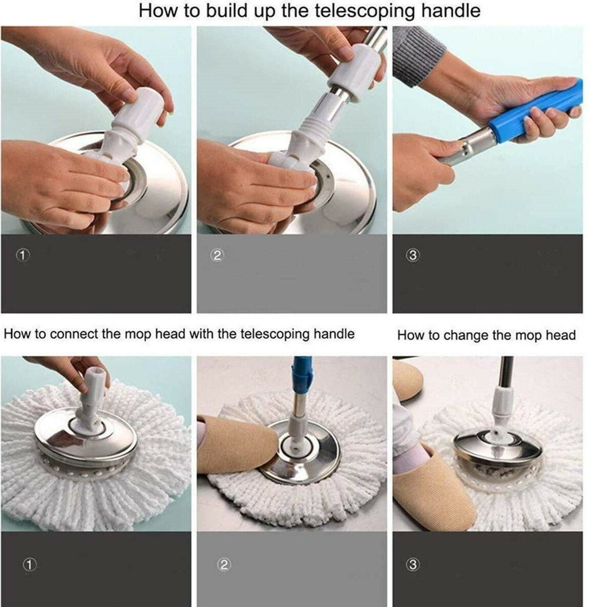 Simpli-Magic Spin Mop 4 Heads Included, Basic, Blue